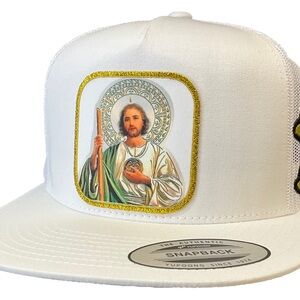 San judas Tadeo hat White mesh el chapo the authentic SnapBack yupoong